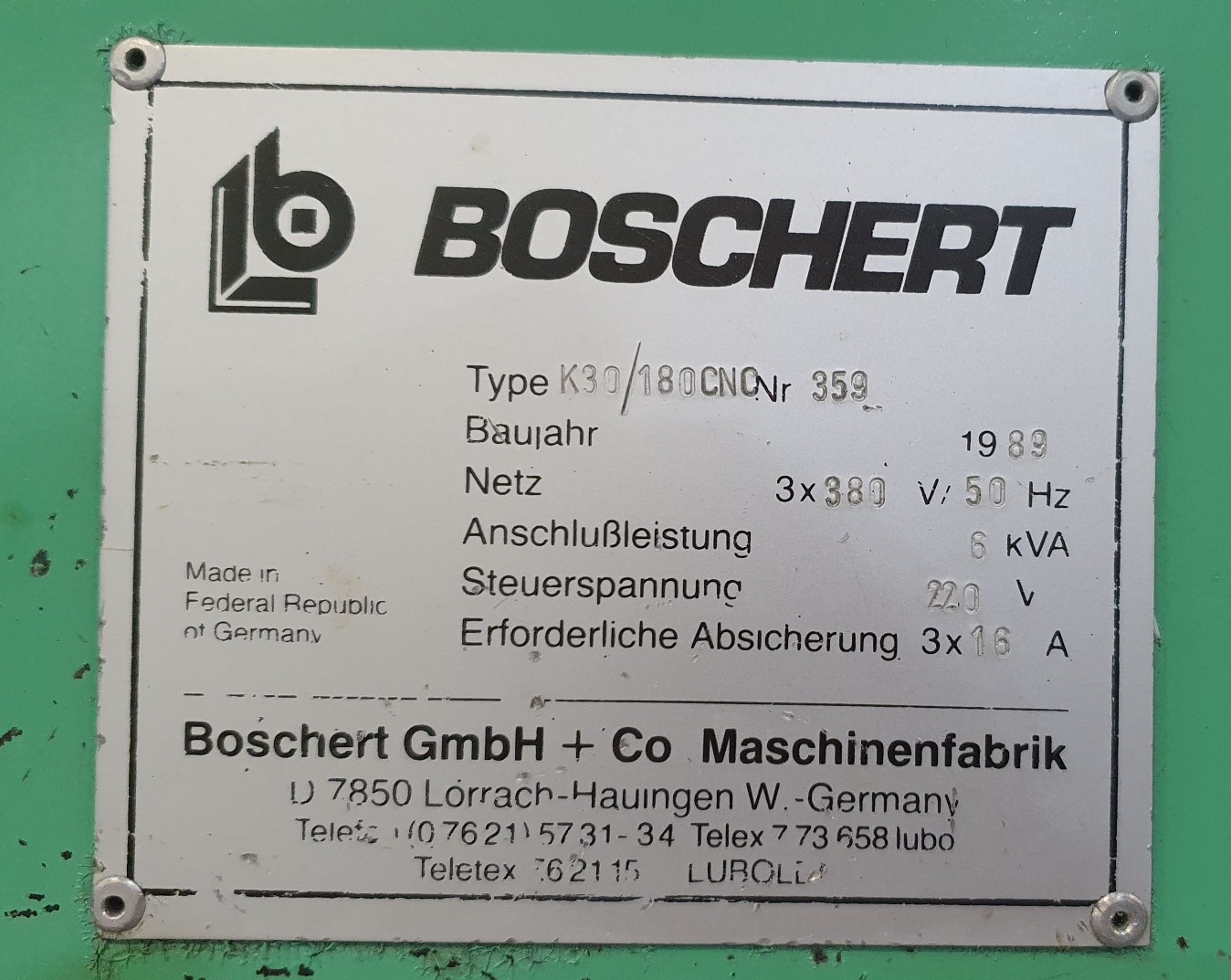 BOSCHERT : K 30-180/CNC