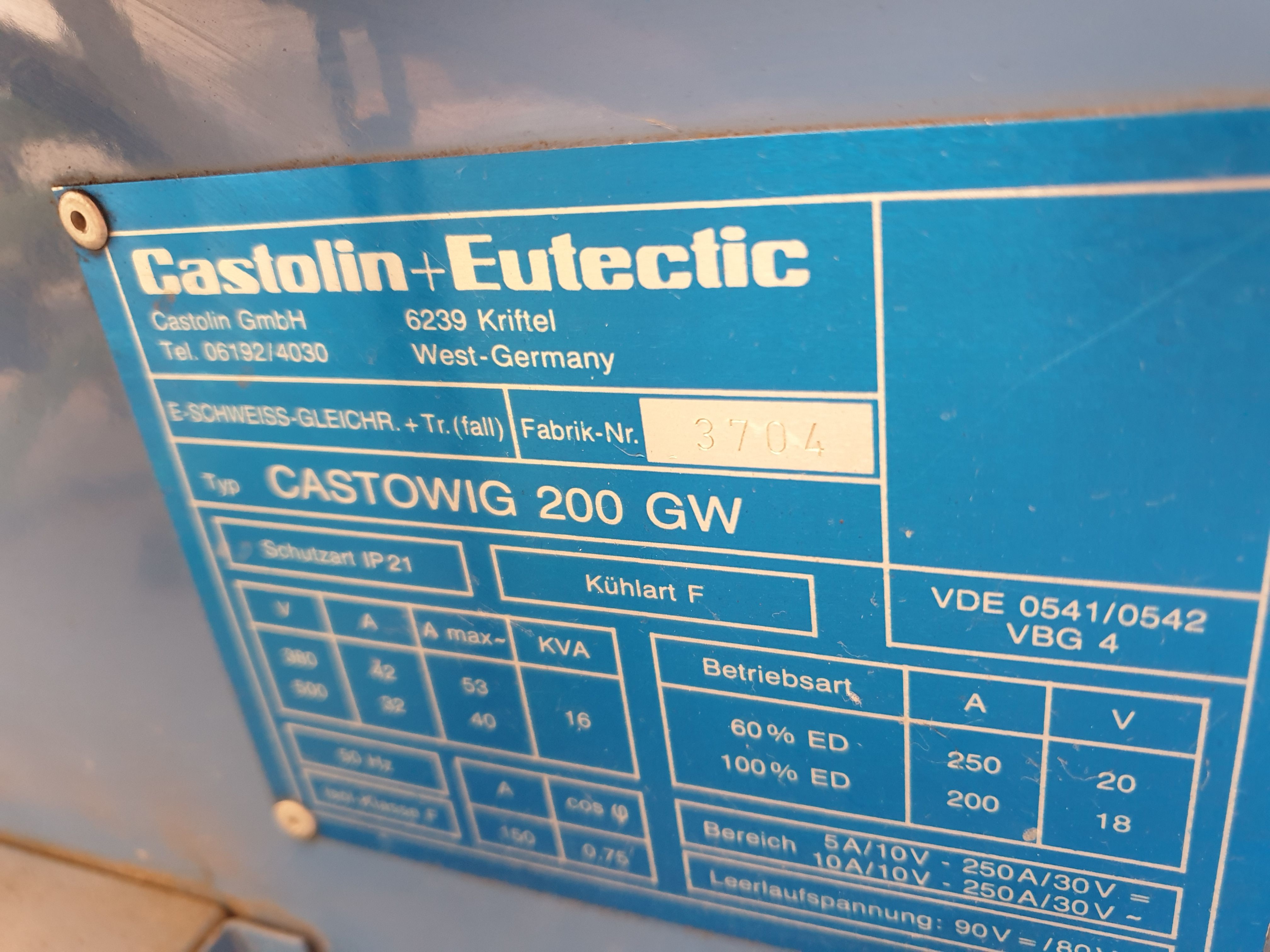 CASTOLIN - EUTECTIC : Castowig 200 GW